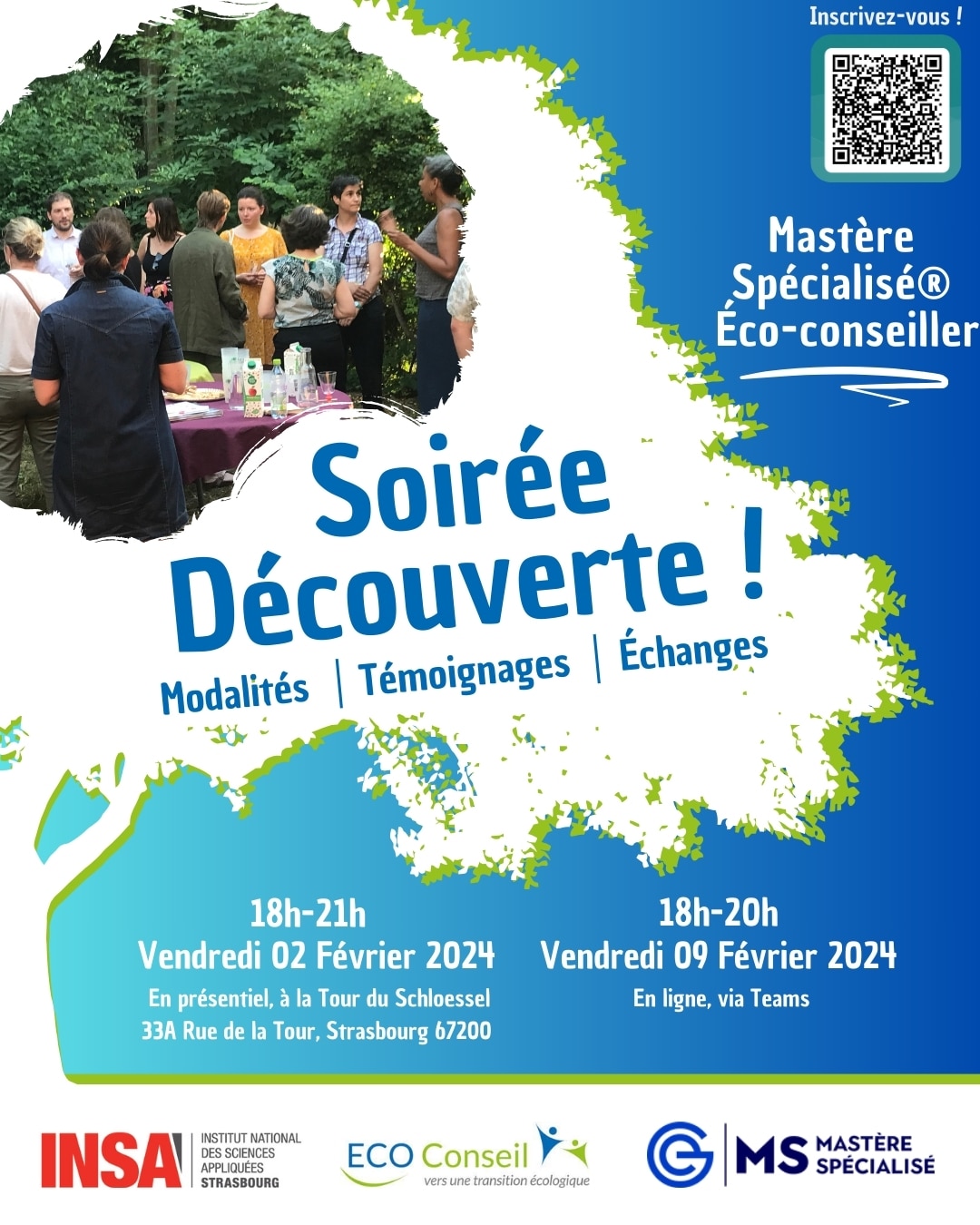 Copie de Vert et Bleu Illustratif Entrainement D'employé Linkedin Post (1080 x 1350 px)-2 Soirées-découvertes ECO-Conseil