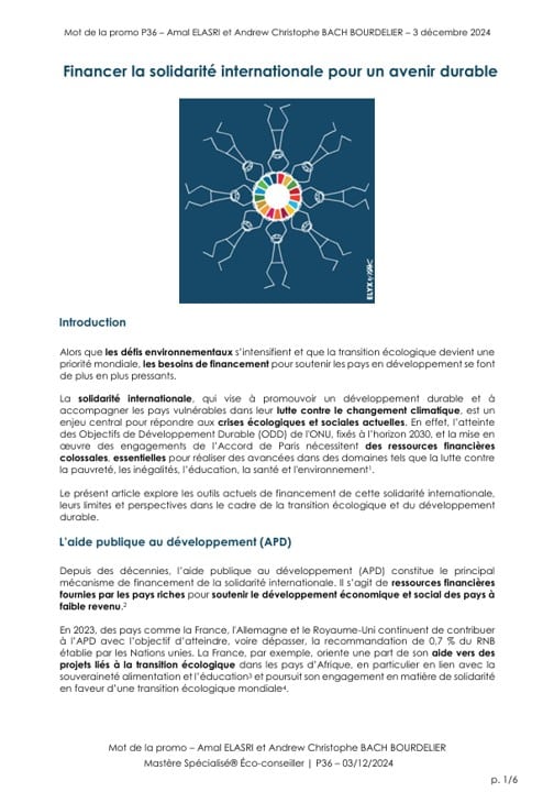 Article P36 finance internationale et solidaire