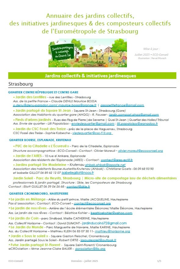 Annuaire des jardins partagés Strasbourg