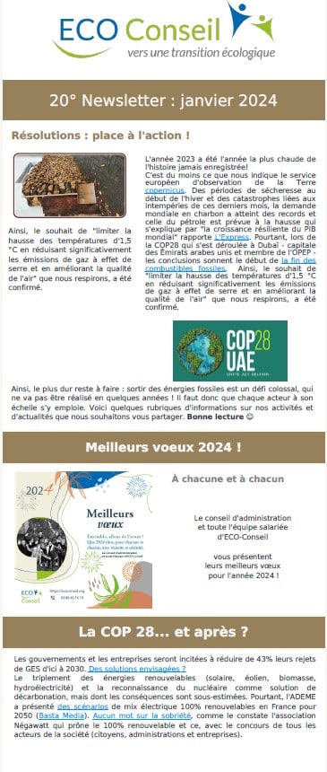 20ème Newsletter ECO-Conseil