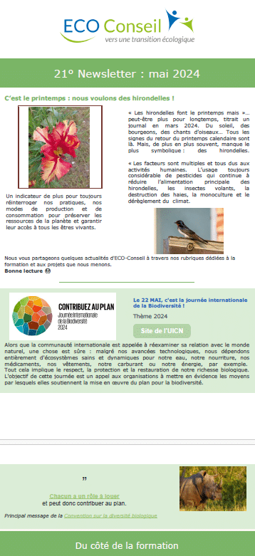 21ème Newsletter d'ECO-Conseil