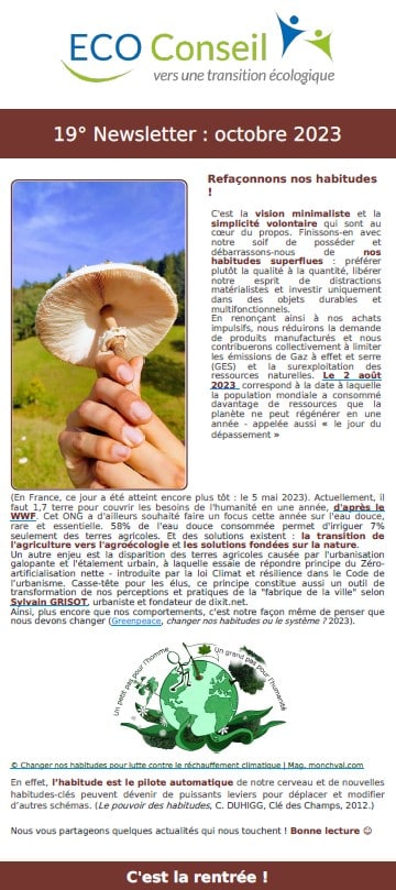 19ème Newsletter ECO-Conseil