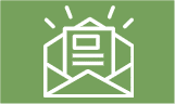 Icone blanche sur fond vert d'une enveloppe ouverte