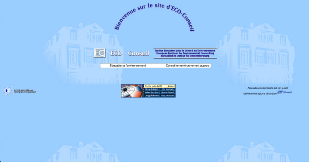 capture d'écran du premier site d'ECO-Conseil, datant du 18 octobre 2000